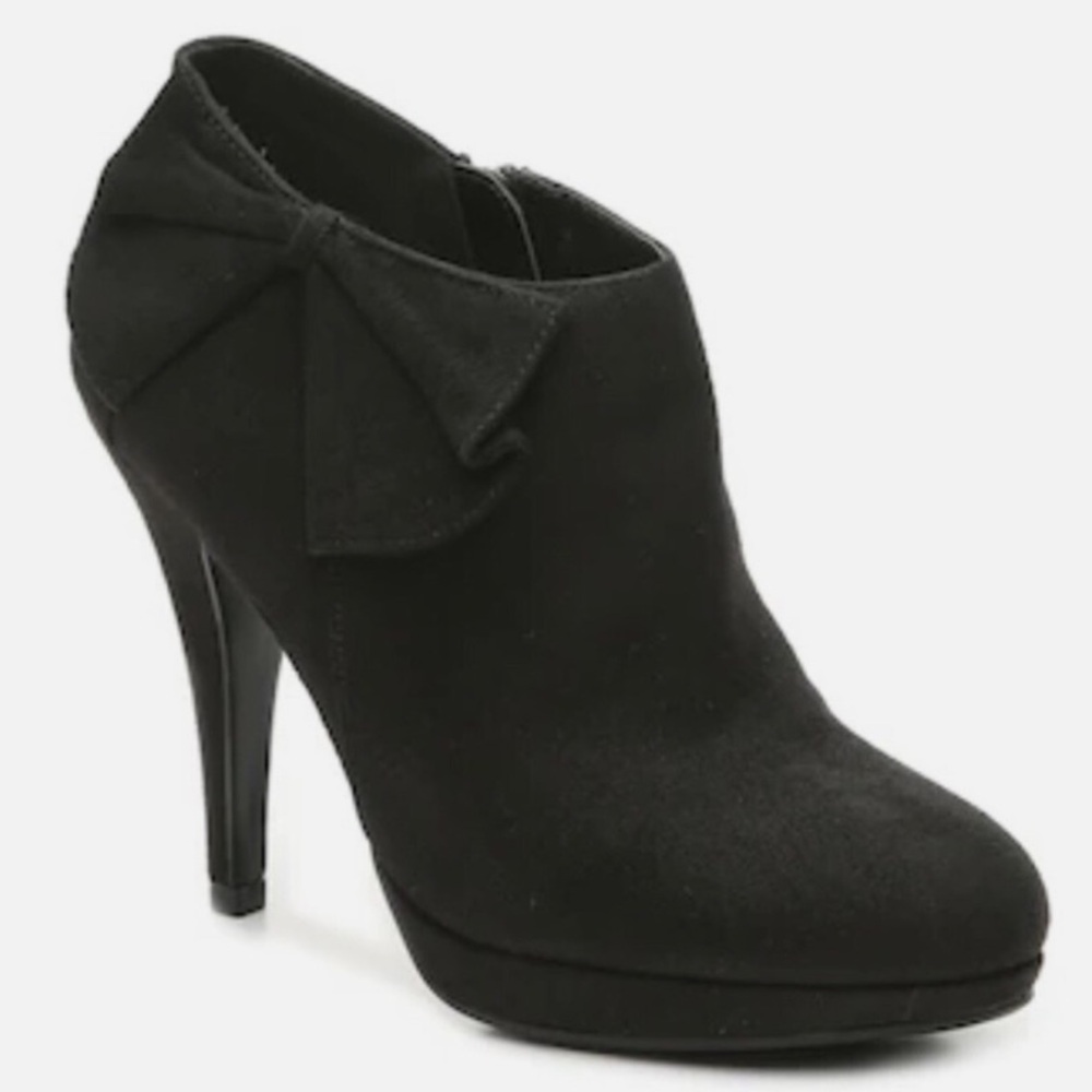 Impo Paula Black Faux Suede Bow Stilettos Booties